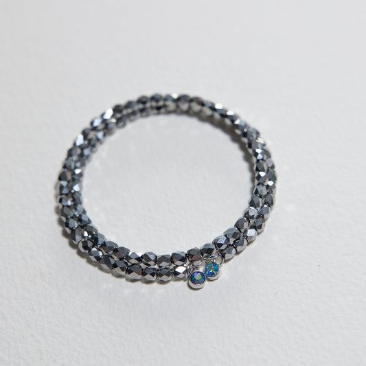 Dark Silver Shimmer Wrap Bracelet