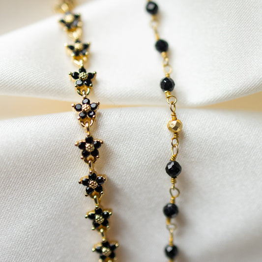 Beaded Black and Gold Chain