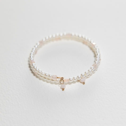 Blush and Pearl Wrap Bracelet