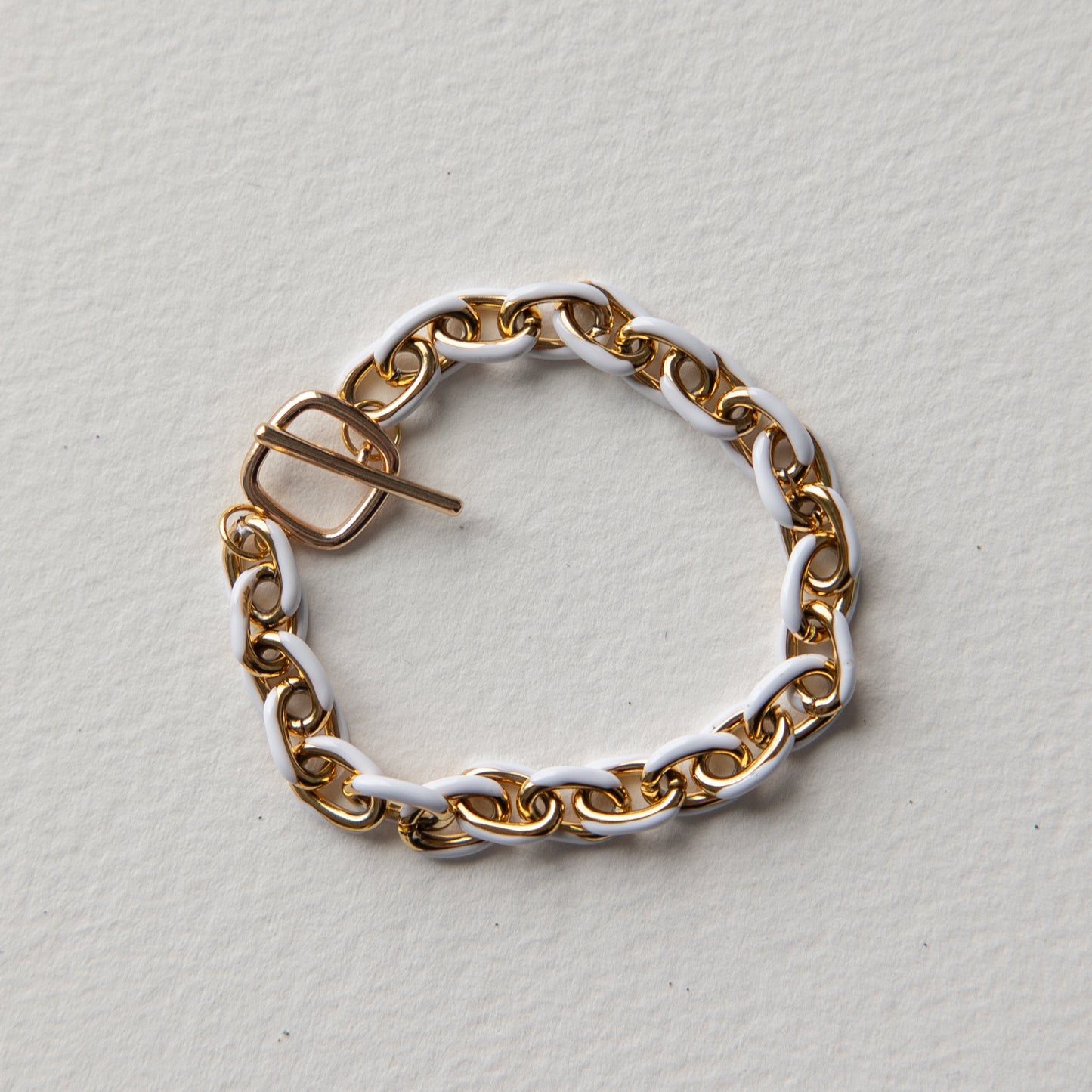 Chunky White & Gold Cable Bracelet