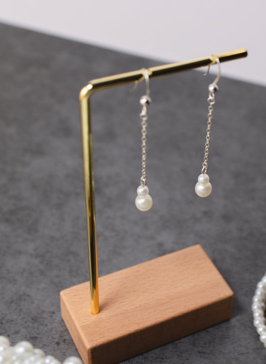 Double Pearl Drop Earrings